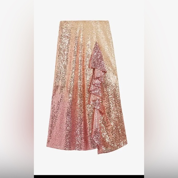 Ted Baker Velina Pink Sequined Ruffle Midi Skirt size ) - Picture 7 of 7